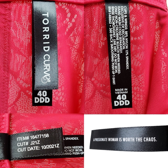 Torrid Pink 360 Back Smoothing Floral Lace T-Shirt Push-Up Bra Size 40DDD - Picture 5 of 5